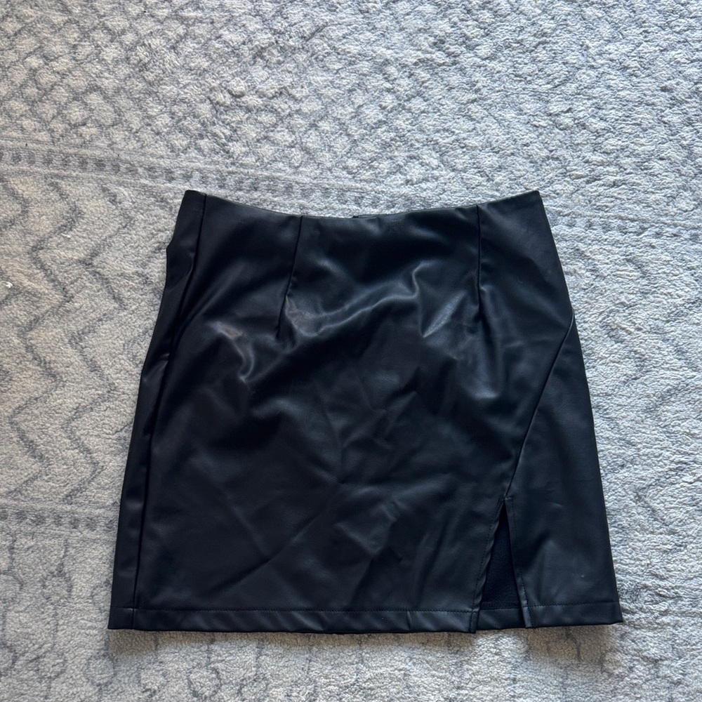 Princess Polly Black Leather Skirt